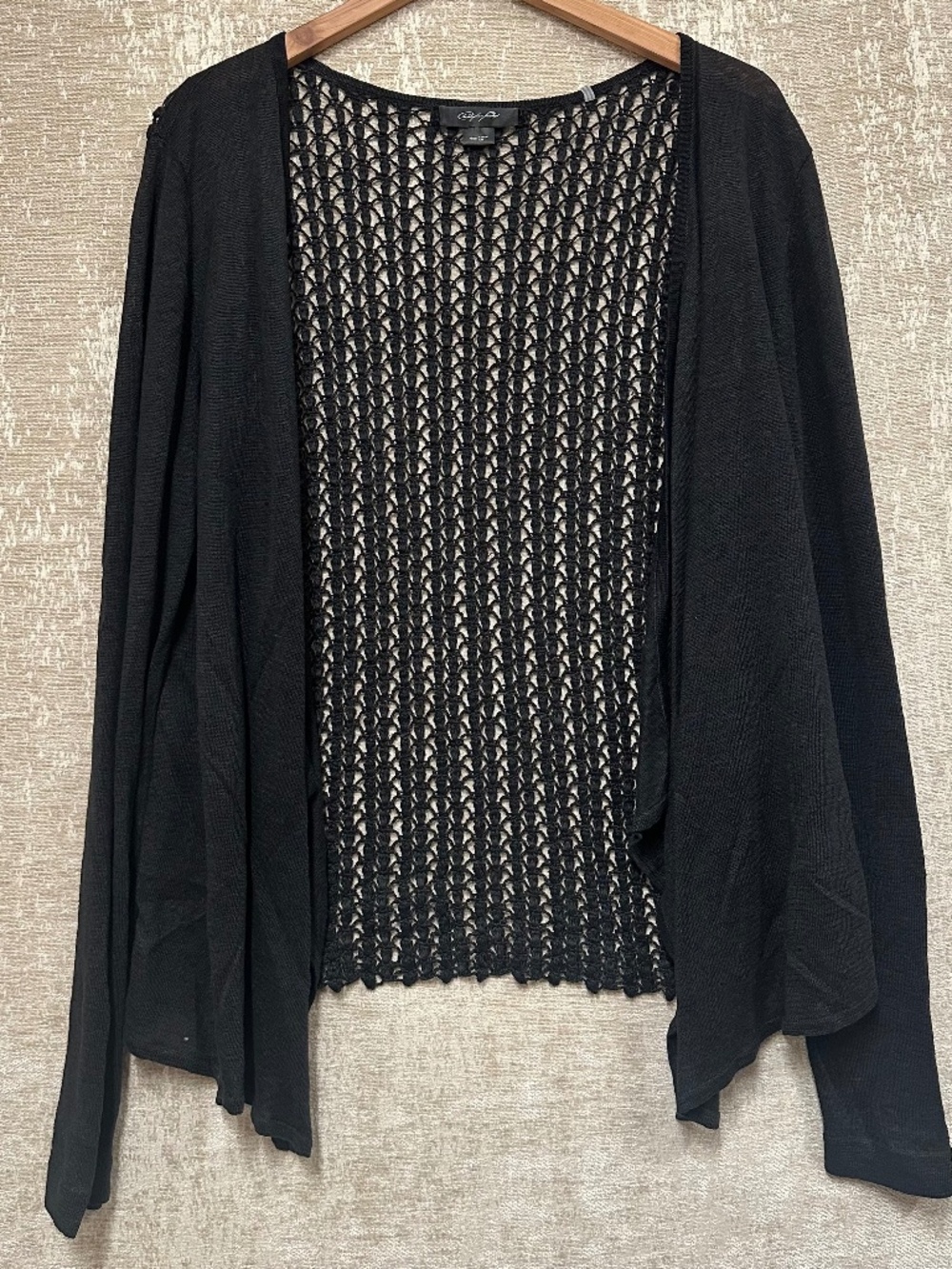 Christopher Fischer black Long Cardigan with knit detail XL